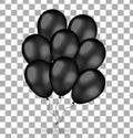 Realistic bunch of black balloons. 3d balloons for black Friday. Isolated on white background. Vector illustration.