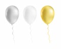 Realistic bunch of glossy flying helium balloons. Premium quality vector illustration.