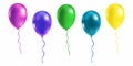 Realistic bunch of glossy flying helium balloons. Premium quality vector illustration.