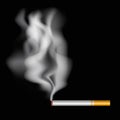 Realistic burning cigarette with smoke. Vector illustration Royalty Free Stock Photo