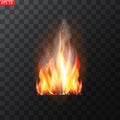 Trail of fire.Burning flames translucent elements special Effect.Realistic burning fire flames vector effect