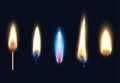 Realistic Burning Flames Set Royalty Free Stock Photo