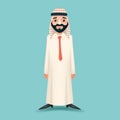 Realistic Businessman Sale Presentation Cartoon Character Arab Traditional National Muslim Clothes White Board Icon on