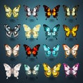 Realistic Butterfly Set In Various Colors On Transparent Background Royalty Free Stock Photo