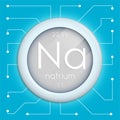 Realistic button with natrium symbol. Chemical element is natrium. Vector isolated on white background