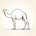 Clean Line Work: Historical Illustration Of A Camel In Vignette