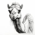 Realistic Camel Portrait Drawing With High Contrast And Playful Expressions