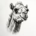 Realistic Camel Portrait Tattoo Drawing In Black And White