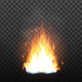 Realistic Campfire Flame With Sparks Effect Vector