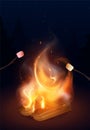 Realistic Campfire Illustration