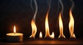 Realistic candle flame with various burning fire and smoke effects Royalty Free Stock Photo