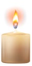 Realistic candlelight. Burning light. Lit candle with flame