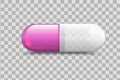 Realistic capsule pill on transparent background. Medicine 3d drug. Vector illustration design template tablet