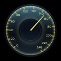 Realistic car dashboard speedometer. Speed measure gauge. Motorbike or motorcycle speed indicator, counter on analog Royalty Free Stock Photo