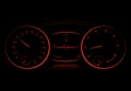 Realistic car dashboard speedometer and tachometer. Speed measure gauge. Motorbike or motorcycle speed indicator Royalty Free Stock Photo