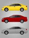 Realistic car. sedan. set on grey background