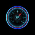 Realistic car speedometer design isolated on black background