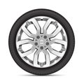 Realistic car wheel alloy sport on white background vector Royalty Free Stock Photo