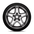 Realistic car wheel alloy with tire sport design on white background vector