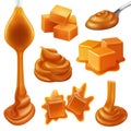 Realistic Caramel Candies Icon Set