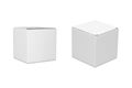 Realistic cardboard boxes mockup set. Front and half side views mockup isolated on white background. Royalty Free Stock Photo
