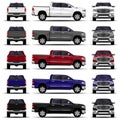 Realistic cars set. truck, pickup