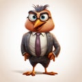 Realistic Cartoon Avian Character With Glasses And Tie Royalty Free Stock Photo