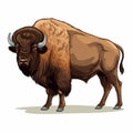 Realistic Cartoon Bison Art: Earthy Colors And Yankee Iconography