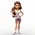 Realistic Cartoon Character Isabella In Athletic Shorts - 3d Render