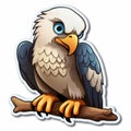 Realistic Cartoon Eagle Sticker: Cute, Dark Blue, Adventure Themed