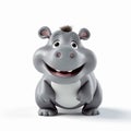 Realistic Cartoon Hippo Smiling Upward - Babycore 3d Pixar Style