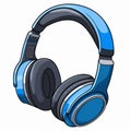 Realistic Cartoon Image Of Blue Bluetooth Headphones Royalty Free Stock Photo