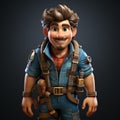 Realistic Cartoon Plumber Worker In Overalls And Helmet Royalty Free Stock Photo
