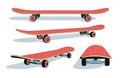 Realistic cartoon skateboard from different angles