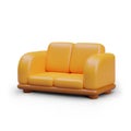 Realistic cartoon sofa in yellow colors. Comfortable soft furniture