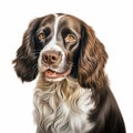 Realistic Cartoon Springer Spaniel Portrait On White Background Royalty Free Stock Photo