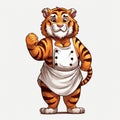 Realistic Cartoon Tiger Chef Character In Apron - Vector Illustration