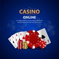 Realistic casino background with creative playing cards, casino chips