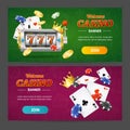 Realistic Casino Banner Horizontal Set. Vector