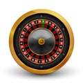 Realistic casino gambling roulette wheel isolated on white background. Vector play chance luck roulette wheel illustration Royalty Free Stock Photo