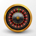 Realistic casino gambling roulette wheel . Vector play chance luck roulette wheel illustration