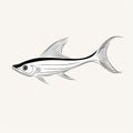 Graceful Black And White Fish Drawing On Light Background