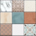 Realistic Ceramic Floor Tiles Icon Set