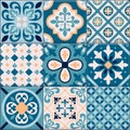 Realistic Ceramic Floor Tiles Ornaments Icon Set