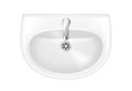 Realistic ceramic sink, top view. Basin for kitchen or bathroom. Household equipment with faucet Royalty Free Stock Photo