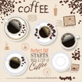 Realistic Ceramic White Coffee Mug and coffee beans vector collection Royalty Free Stock Photo