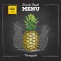 Realistic chalk drawing illustration of tropic fruit pineapple