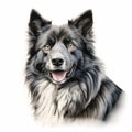 Realistic Charcoal Drawing Of A Detailed Collie Dog In Black And White Royalty Free Stock Photo