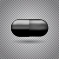Realistic Charcoal Pill. Pharmaceutical drug.