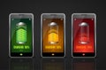 Realistic Charging Batteries Phone Set. Vector